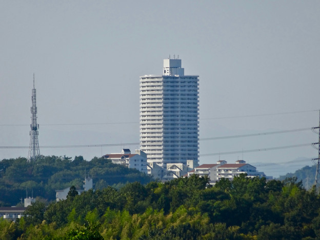 潮見坂平和公園から見た桃花台ニュータウン(2016年10月20日) - 4(スカイステージ33と小牧桃花台テレビ中継局)