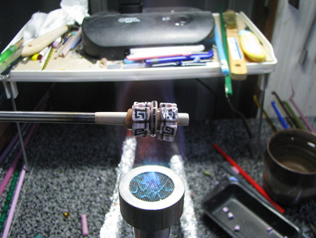 雷紋 モザイク玉 制作中