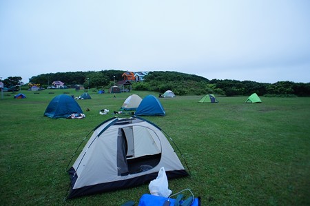 日の出岬キャンプ場（朝）撤収作業中