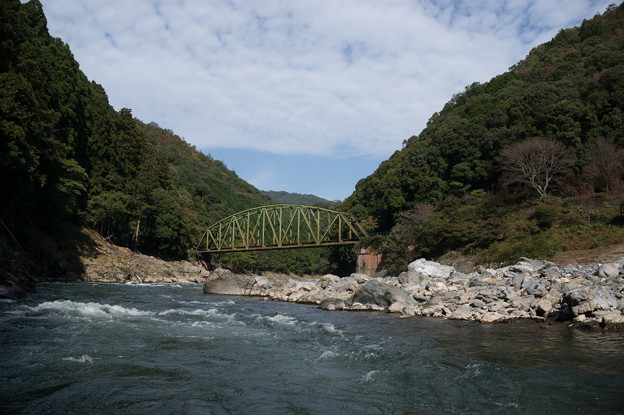 保津川下り～鉄橋を何度もくぐります