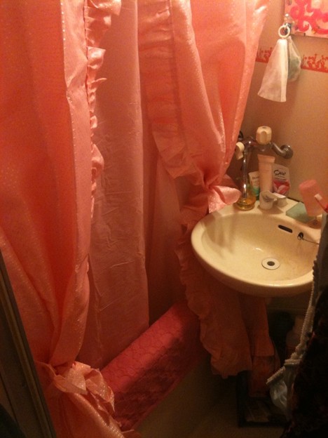 このシャワーカーテンかわいいと思って買ったんだけど 洗面台が邪魔 写真共有サイト フォト蔵