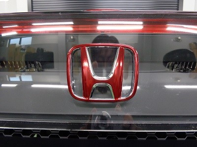 Ｓ６６０　リアエンブレム　クリアレッドフィルム加工