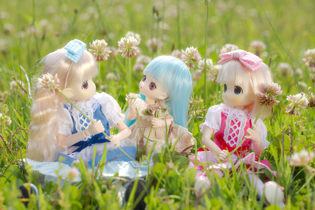 レンゲ畑で