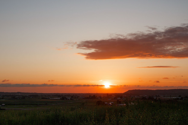 栗山町の夕日