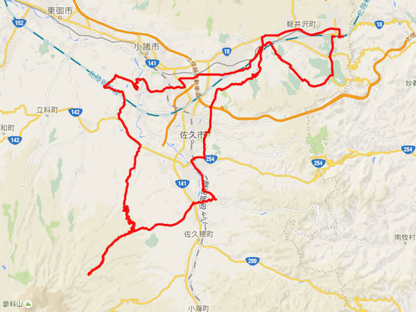 軽井沢Mtg2016コマ地図ラリー約116kmのコース