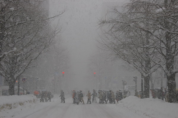 2008年の雪まつりの日の札幌市内の様子